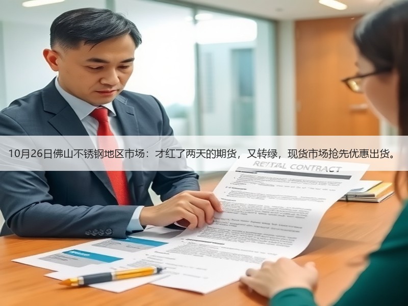 10月26日佛山不锈钢地区市场：才红了两天的期货，又转绿，现货市场抢先优惠出货。